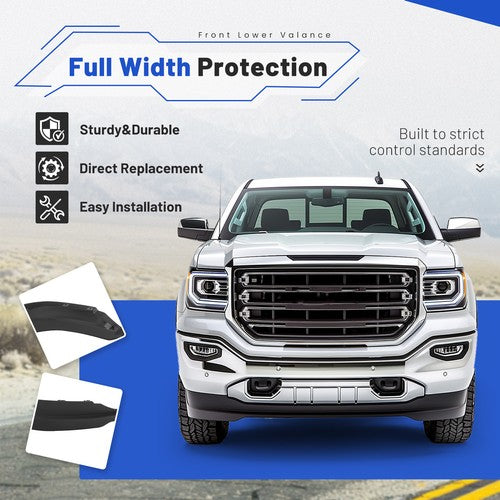 For GMC Sierra 1500 2016 2019 18 Front Bumper Lower Valance Air Deflector Black