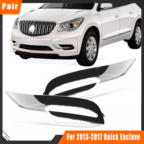 DURAFORCE Fog Light Trim Set for 2013-2017 Buick Enclave Left Right Black Chrome 2Pc