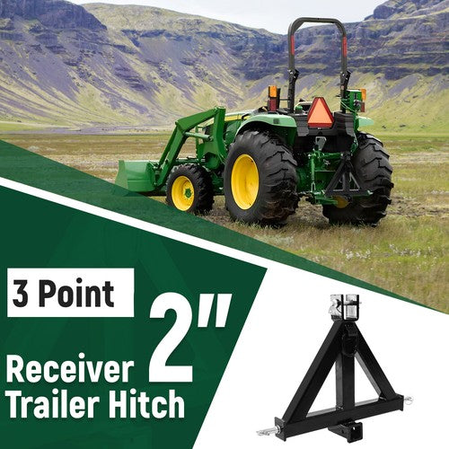 DURAFORCE Heavy Duty 3 Point 2" Receiver Trailer Hitch Category 1 Tractor Tow Drawbar Pull