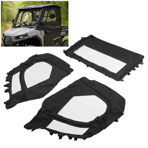 DURAFORCE PVC Soft Half Door Enclosure Black Clear for T-Boss 550 750 560 760 UTV
