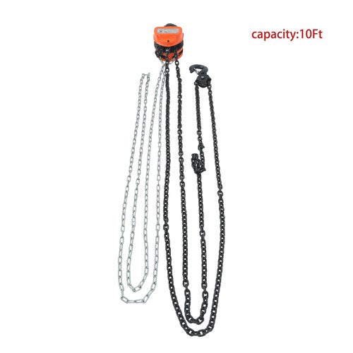 DURAFORCE Hand chain hoist carbon steel orange 2 tons/4400 lbs 10 feet 360° swivel hook