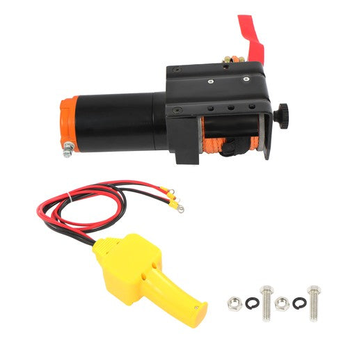 DURAFORCE Electric Winch Black+Orange 2000lbs 12VDC/1.1HP Motor 0.18in*50ft Synthetic Rope