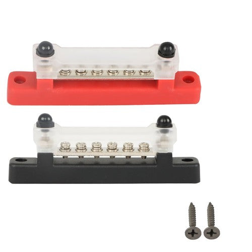 DURAFORCE Bus Bar Power Distribution Terminal Block Red & Black 6 Way 48V 150A Busbar