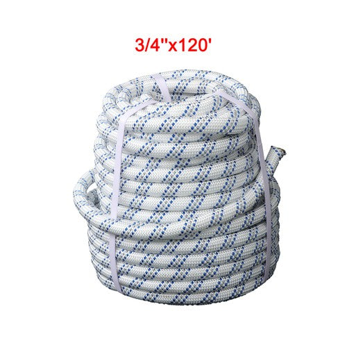 DURAFORCE 3/4" x 120' Double Braided Polyester Rope 3200 Lbs Breaking Strength For Swing