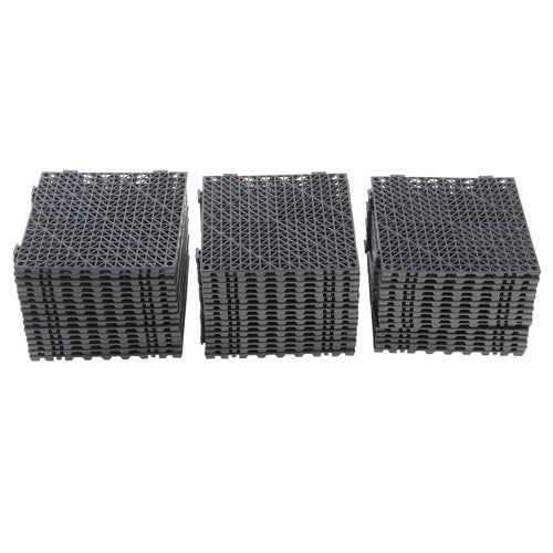 DURAFORCE 50Pack 12 x12in Interlocking Drainage Floor Tile Modular Interlocking Tile Black