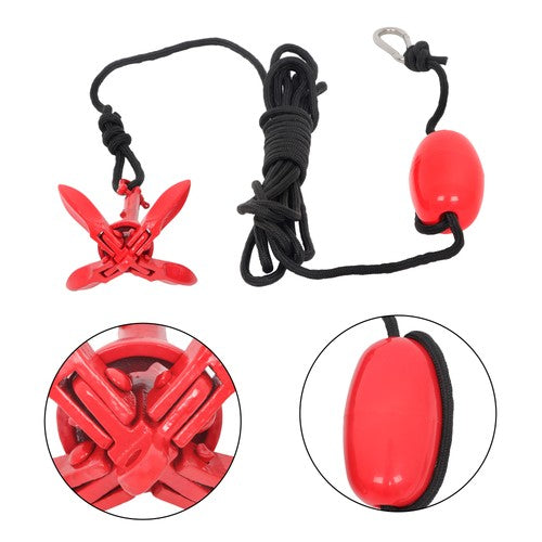 DURAFORCE For PWC Canoe Jet Ski 2× New Marine Kayak Folding Anchor Kit 1.5Lb Red