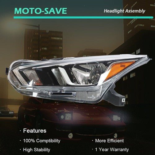 DURAFORCE For 20-21 Nissan Versa S SV Left Headlight Replacement Chrome Housing Clear Lens