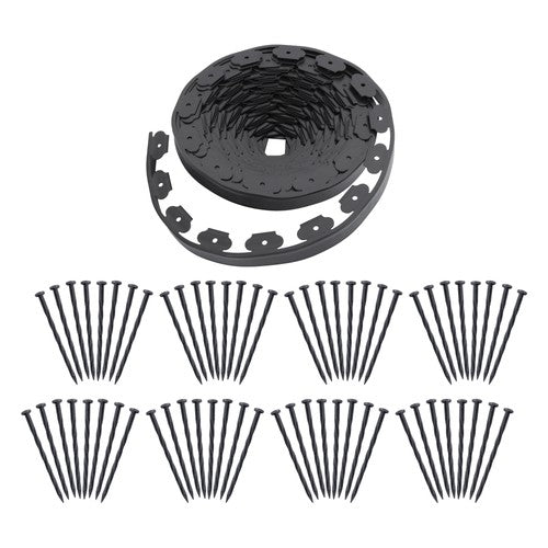 DURAFORCE 64pcs Anchoring Spik L-shaped 100FT Garden Edge Lawn Grass Stone Isolation Strip