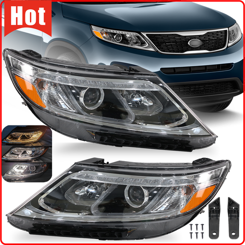 DURAFORCE For 2014 2015 Kia Sorento EX SX Halogen W/LED DRL Projector Headlight Left Right