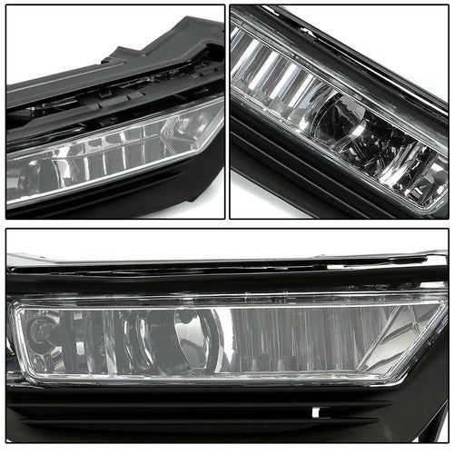 DURAFORCE Fog Lights For Honda Accord Sedan 2013-2015 4Dr Clear Bumper Lamp+Bulbs w/Switch
