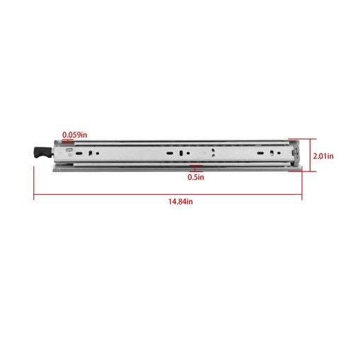 DURAFORCE 1 Pair 14 inch Drawer Slides 150 lbs Load Capacity Side Mount Extension