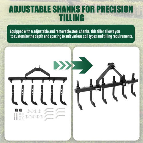 DURAFORCE 48" Chisel Plow Scarifier Detachable W/ 6 Shank For CAT-0 Cultivator