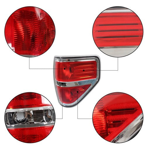 DURAFORCE Tail Light Set Fit FOR 2009-2014 Ford F150 F-150 Rear Body Lamps L+ R Halogen