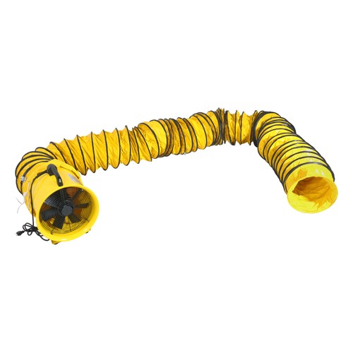 DURAFORCE 12 in 2300cfm Heavy Duty industrial blower with 25-Foot flexible PVC Hoses
