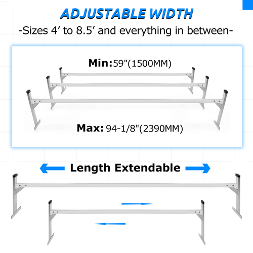 Cargo Adjustable Roof Mount Ladder Rack 4-8.5 Feet for Enclosed Opened Trailer