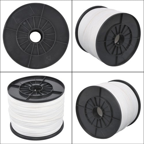 DURAFORCE 1/8 Inch Hollow Braid Polypro Rope 1000FT 350 Pounds Tensile Strength White