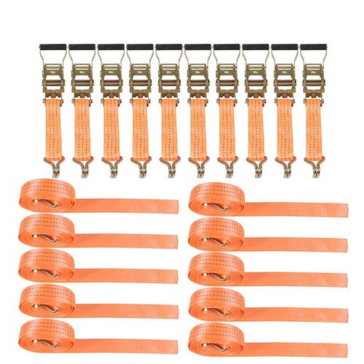 DURAFORCE (10) 1.5" x15' 4000lb Ratchet Tie Down Cargo Straps J Hooks Heavy Duty Tie Downs