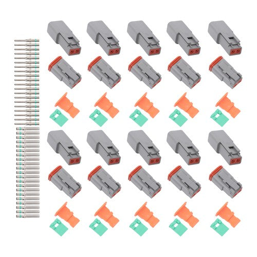 DURAFORCE 2 Pin Connector 10 Sets DT04-2P DT06-2S with Solid Contacts 14-20AWG