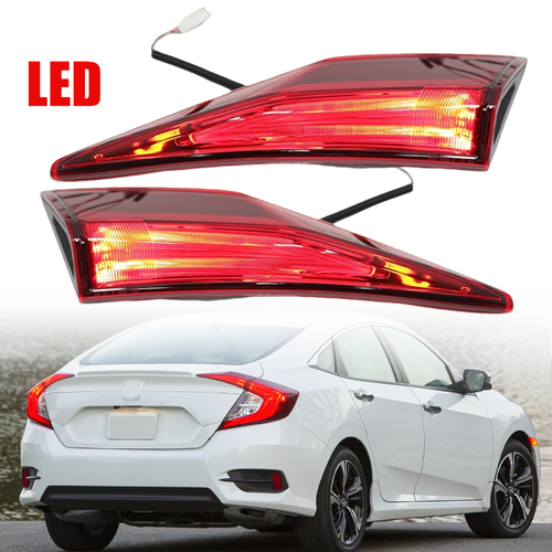 DURAFORCE Left+Right Inner Tail Light LED For Honda Civic Sedan 2016-2020 Rear Brake Lamp