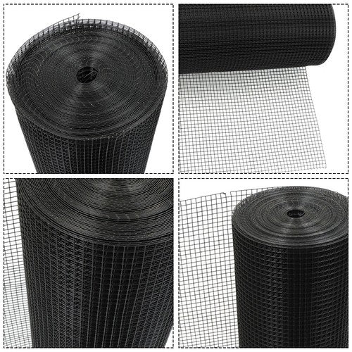 DURAFORCE 1/2inch Hardware Cloth 19 Gauge Black PVC Coated Wire Fencing Garden Fence Roll