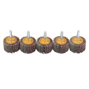 DURAFORCE 5 Pack 1-1/2" x 1" x 1/4" Shank Mounted Flap Wheels 60 Grit Aluminum Oxide