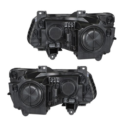 DURAFORCE Pair Headlights Headlamps Halogen Black Clear Lens For Chrysler 300 2011-2014