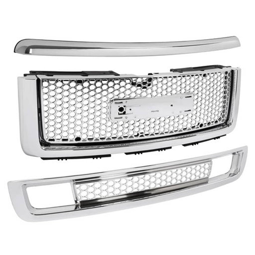 DURAFORCE Upper Lower Grille Hood Molding Chrome for 2007-13 GMC Sierra 1500 Denali Pickup