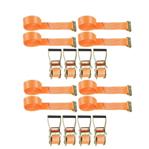 DURAFORCE 8 Set E-Track Ratchet Straps 2" x15' 4400LB Tie Down USA
