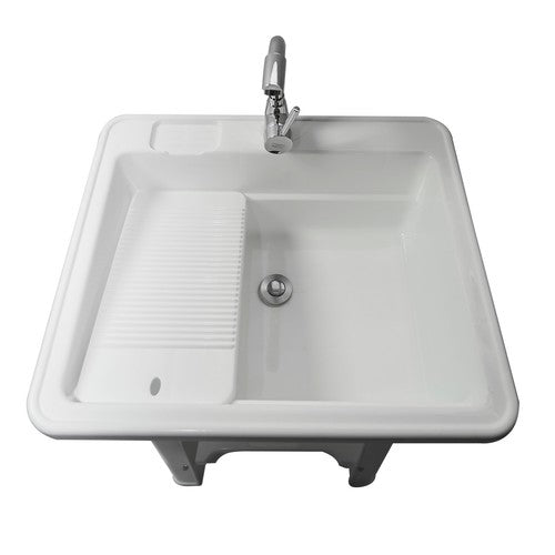 DURAFORCE 80 Freestanding Sink Commercial Laundry & Utility Room Sinks with Faucet White
