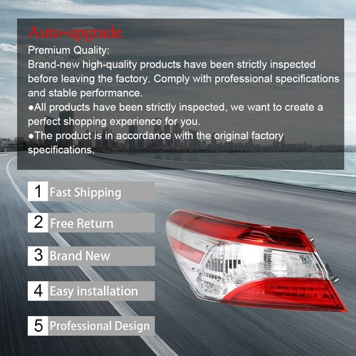 DURAFORCE Driver/LH Side Rear Tail Light Outer Lamp For Toyota Camry SE LE 2018 2019 2020