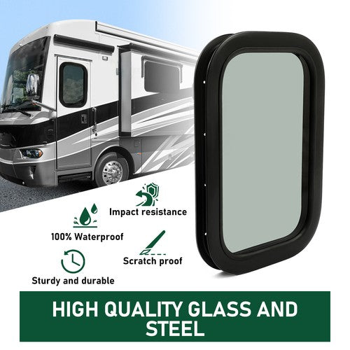 Vertical RV Window Cargo Trailer With Trim Ring Screws Tinted Glass 12 x 18 x 1 1/2