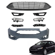 DURAFORCE Front Bumper Cover+Upper Grille+Fog Light For Ford Focus 2015-2018 Plastic