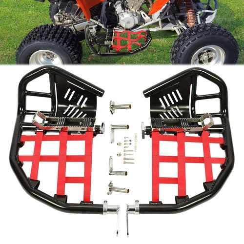 DURAFORCE Nerf Bars Foot Peg Heel Guard For Honda 400EX 400X All Years Black Nerf Red Nets