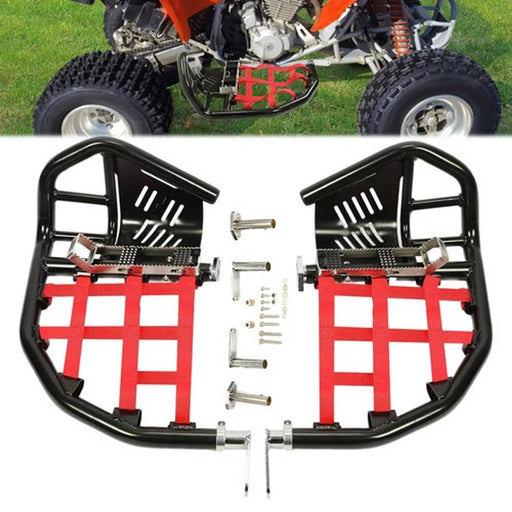 DURAFORCE Nerf Bars Foot Peg Heel Guard For Honda 400EX 400X All Years Black Nerf Red Nets