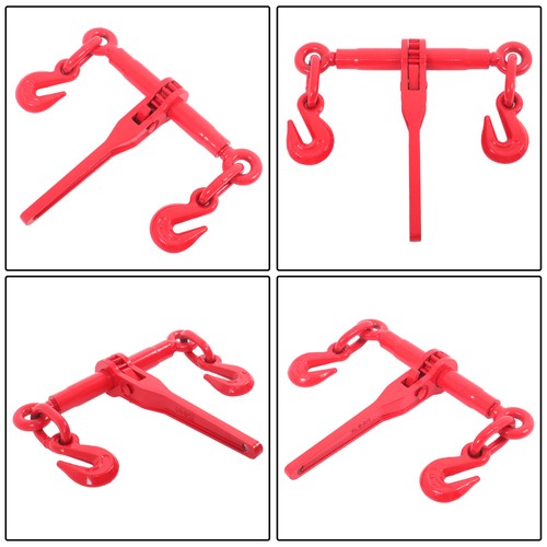 DURAFORCE Red 1/4in-5/16in G70 7800lbs W/G70 Grab Hook Adjustable Chain Binders ×2 Steel