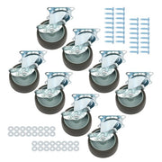 DURAFORCE 8 Pack 3 Inch Universal Caster Wheels Heavy Duty Casters with Side Brake Grey