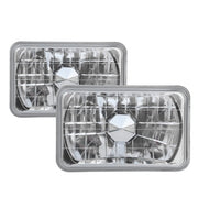DURAFORCE 4x6" Inch Clear Glass Lens Diamond Cut Chrome Crystal Semi Sealed Beam Headlight