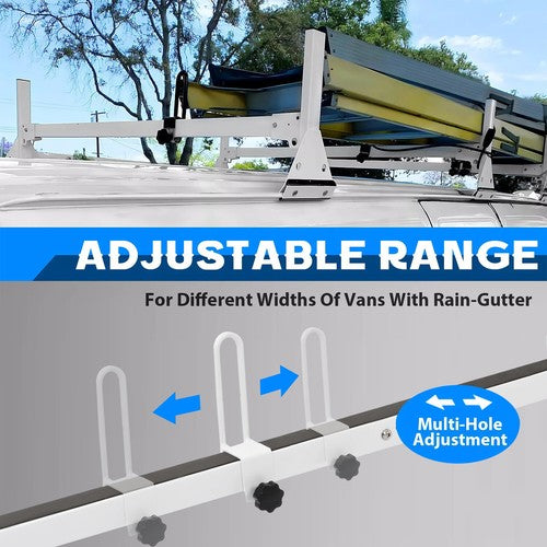 Cargo Van Roof Ladder Rack For Chevy Express 2500 3500 96 Up Steel White 3 Bar