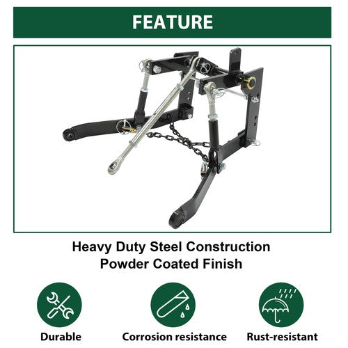 DURAFORCE 3 Point Hitch Kit W/Closed Frame Hook For John Deere 140 300 317 CAT 0 Tractor
