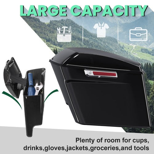 DURAFORCE 5" Stretched Hard Saddlebags For Harley Electra Road Street Glide Dyna 1993-2013