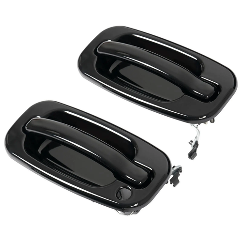 2Pc Front Outer Door Handle Set for Chevy Silverado 1500 1999-2007 Glossy Black