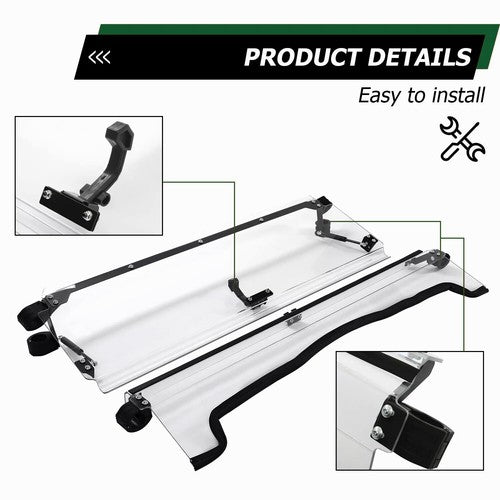 DURAFORCE 2-in-1 Folding Windshield Windscreen For Kawasaki Teryx 4 800/800/4 750 12-15