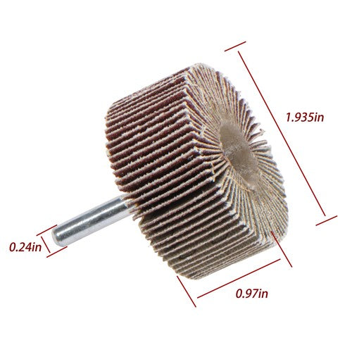 DURAFORCE Aluminum Oxide Shank Mounted Flap Wheels, 2" x 1" x 1/4", 120 Grit - 5 Pack