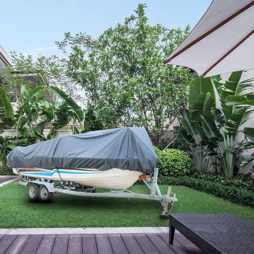 DURAFORCE V-HULL BOAT COVER WATERPROOF TRAILERABLE FISHING SKI BASS 210D 17-19FT GRAY