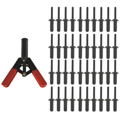 DURAFORCE 41Pcs Plastic Poly Rivet Gun Quick Set Riveting Hand Tool W/ 40 Poly Rivets USA