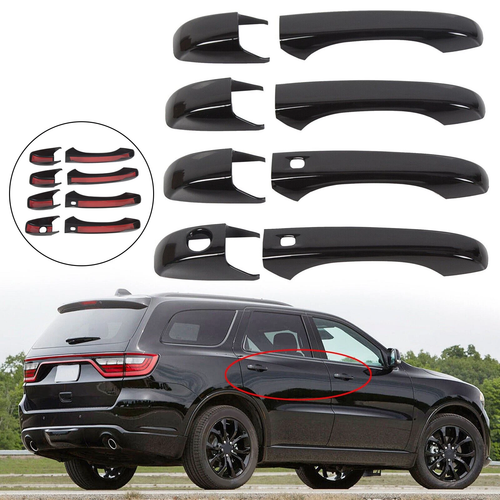 DURAFORCE Glossy Black Door Handle Cover Set For Jeep Grand Cherokee Dodge Durango 2011 Plus