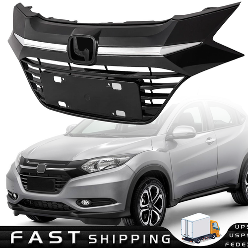 DURAFORCE Chrome Black Front Upper Grille Grill Assembly for 2016-2018 Honda HR-V HRV