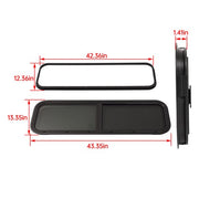 DURAFORCE 42" W × 12" H RV Window W/ Trim Ring Horizontal Slide Dark Black For RV Trailer