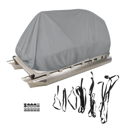 DURAFORCE 21-24Ft Waterproof Heavy Duty Pontoon Boat Cover Outdoor UV Rain Dust Protection