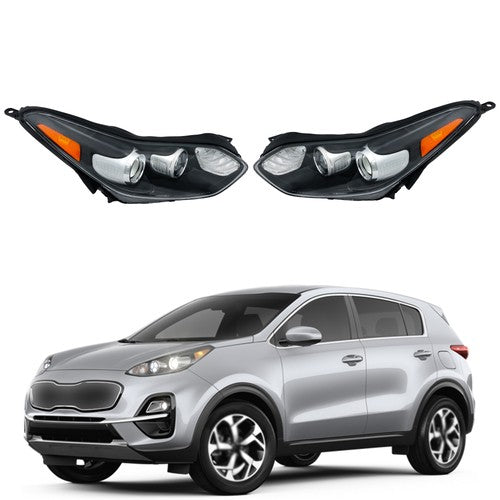 DURAFORCE 1Pair Headlights Assembly Set For Kia Sportage 2017-2022 Clear Halogen w/LED DRL
